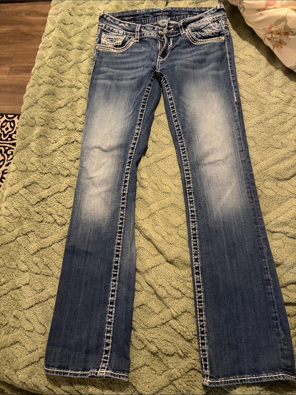 Women’s Blue Faded Bootcut Jeans - Unknown Brand